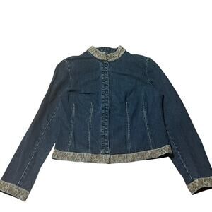 Vintage Willi Smith Cropped Denim Mock Neck Jacket Size Medium